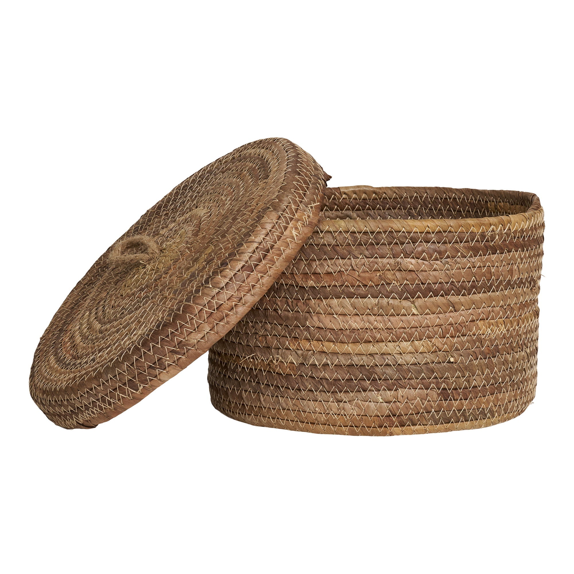 Desio – Körbe mit Deckel aus Bananenblatt, natur, Set aus 2